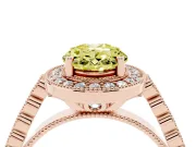 Oval Milgrain Halo Engagement Ring Setting for a Fancy Yellow Lab-Grown Diamond | Graduated Bezel Accents | Rose Gold