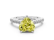 Heart-Shaped Hidden Halo Engagement Ring Setting for a Fancy Yellow Lab-Grown Diamond | Claw Prongs | Sterling Silver