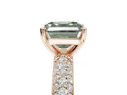 Asscher Cut Domed Pavé Engagement Ring Setting for a Fancy Green Lab-Grown Diamond | Rose Gold