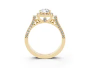 Pear-Shaped Halo Engagement Ring Setting | Pavé Panel Shoulders | Yellow Gold