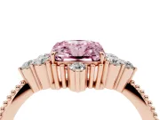 Fancy Pink Radiant Cut Diamond Cluster Ring Set in Rose gold with Beaded Band