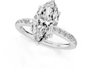 Marquise Hidden Halo Pavé Engagement Ring Setting | Micro Pavé Band | Sterling Silver