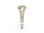 Emerald Cut Halo Pavé Engagement Ring Setting | Narrow Split Shank | Yellow Gold