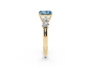 Radiant Cut Five Stone Engagement Ring Setting for a Fancy Blue Lab-Grown Diamond | Prong Set Side Stones | Yellow Gold