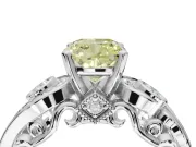 Cushion Cut Swirl Engagement Ring Setting for a Fancy Yellow Lab-Grown Diamond | White Gold