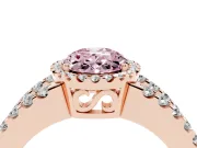 Oval Halo Split Shank Engagement Ring Setting for a Fancy Pink Lab-Grown Diamond | Rose Gold