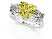 Heart-Shaped Three Stone Engagement Ring Setting for a Fancy Yellow Lab-Grown Diamond | Braided Band | White Gold