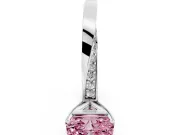 Fancy Pink Radiant Cut Diamond Engagement Ring Set in Silver with Side Stone Accents and Prong Setting