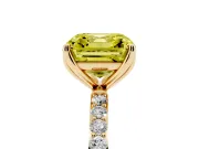 Asscher Cut Pave Solitaire Engagement Ring Setting for a Fancy Yellow Lab-Grown Diamond | Slim Band | Yellow Gold