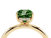 Cushion Cut Hidden Halo Ring Setting for a Fancy Green Lab-Grown Diamond | Yellow Gold