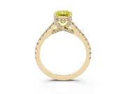 Radiant Cut Hidden Halo Pave Engagement Ring Setting for a Fancy Yellow Lab-Grown Diamond | Claw Prongs | Yellow Gold