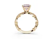 Princess Cut Vintage Engagement Ring Setting for a Fancy Pink Lab-Grown Diamond | Graduated Stations | Yellow Gold