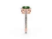 Radiant Cut Pave Halo Engagement Ring Setting for a Fancy Green Lab-Grown Diamond | Rose Gold