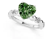 Heart-Shaped Station Engagement Ring Setting for a Fancy Green Lab-Grown Diamond | Platinum