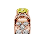 Cushion Cut Vintage Pave Engagement Ring Setting for a Fancy Yellow Lab-Grown Diamond | Milgrain Edges | Rose Gold