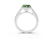Fancy Green Heart Cut Diamond Halo Engagement Ring Set in Platinum with Pavé Band and Prong Setting