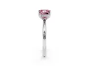 Princess Cut Hidden Halo Engagement Ring Setting for a Fancy Pink Lab-Grown Diamond | Plain Band | White Gold