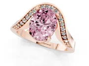 Oval Bypass Engagement Ring Setting for a Fancy Pink Lab-Grown Diamond | Pavé Ribbon | Rose Gold