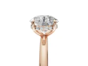 Round Hidden Halo Engagement Ring Setting | Thin Plain Band | Rose Gold