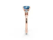 Princess Cut Three Stone Engagement Ring Setting for a Fancy Blue Lab-Grown Diamond | Round Side Stones | Rose Gold