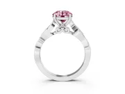 Round Vine Engagement Ring Setting for a Fancy Pink Lab-Grown Diamond | Sterling Silver
