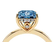 Princess Cut Engagement Ring Setting for a Fancy Blue Lab-Grown Diamond | Hidden Halo | Yellow Gold