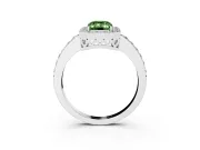 Fancy Green Emerald Cut Diamond Halo Ring Set in Silver with Pavé-Setting Band and Open Prong Center