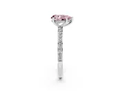 Fancy Pink Pear Cut Diamond Pavé Band Ring Set in Silver with Prong-Set Center Stone