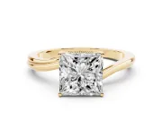 Princess Cut Diamond Solitaire Twist Band Ring Set in Yellow gold with Prong Setting