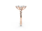 Marquise Cut Diamond Solitaire Vine Band Ring Set in Rose gold with Round Accents and Prong Setting