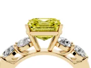 Asscher Cut Five Stone Engagement Ring Setting for a Fancy Yellow Lab-Grown Diamond | Plain Band | Yellow Gold