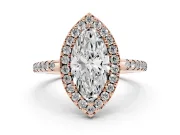 Marquise Pave Halo Engagement Ring Setting | Pave Band | Rose Gold