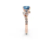 Princess Cut Floral Engagement Ring Setting for a Fancy Blue Lab-Grown Diamond | Marquise Side Stones | Rose Gold