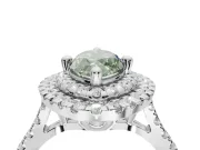 Fancy Green Marquise Lab-Grown Diamond Double Halo Statement Ring Set in Sterling Silver with Pavé Band