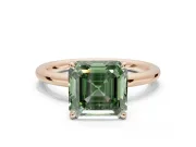 Asscher Cut Hidden Halo Ring Setting for a Fancy Green Lab-Grown Diamond | Rose Gold