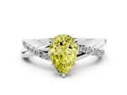 Pear-Shaped Crossover Engagement Ring Setting for a Fancy Yellow Lab-Grown Diamond | Platinum