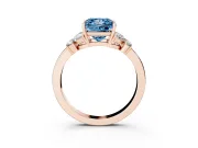 Fancy Blue Princess Cut Diamond Solitaire Floral Ring Set in Rose gold with Marquise Petals and Prong Setting