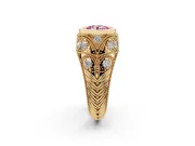 Round Vintage Bezel Engagement Ring Setting for a Fancy Pink Lab-Grown Diamond | Yellow Gold