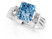 Radiant Cut Bar-Set Engagement Ring Setting for a Fancy Blue Lab-Grown Diamond | Platinum