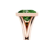 Fancy Green Bezel Set Radiant Cut Diamond Solitaire Ring Set in Rose gold with Tapered Band