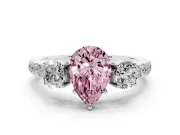 Pear-Shaped Three Stone Engagement Ring Setting for a Fancy Pink Lab-Grown Diamond | Pave Shoulders | Sterling Silver