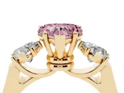 Heart-Shaped Three Stone Engagement Ring Setting for a Fancy Pink Lab-Grown Diamond | Plain Squared Band | Yellow Gold