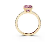 Princess Cut Pave Engagement Ring Setting for a Fancy Pink Lab-Grown Diamond | Shared Prong Band | Yellow Gold