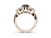 Round Three Stone Engagement Ring Setting for a Black Center | Tapered Pavé Band | Rose Gold