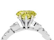 Fancy Yellow Heart Cut Diamond Solitaire Leaf-Inspired Ring Set in Silver with Pavé Band and Prong Setting