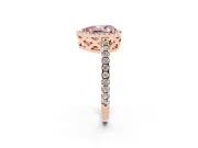 Pear-Shaped Pave Halo Engagement Ring Setting for a Fancy Pink Lab-Grown Diamond | Rose Gold