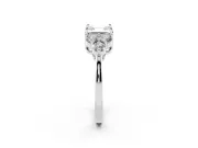 Asscher Cut Diamond Solitaire Ring Set in White gold with Cluster Accents on Each Side