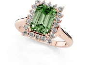 Emerald Cut Starburst Halo Engagement Ring Setting for a Fancy Green Lab-Grown Diamond | Rose Gold