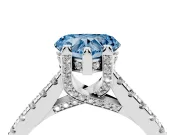 Heart-Shaped Hidden Halo Pave Engagement Ring Setting for a Fancy Blue Lab-Grown Diamond | Claw Prongs | White Gold