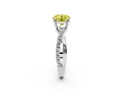 Fancy Yellow Round Cut Diamond Twist Band Solitaire Set in Silver with Pavé Accents and Prong Setting